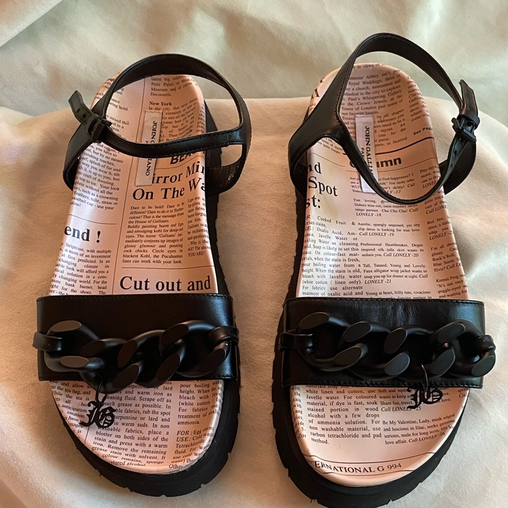 John Galliano Leather Printed Slingback Sandals
